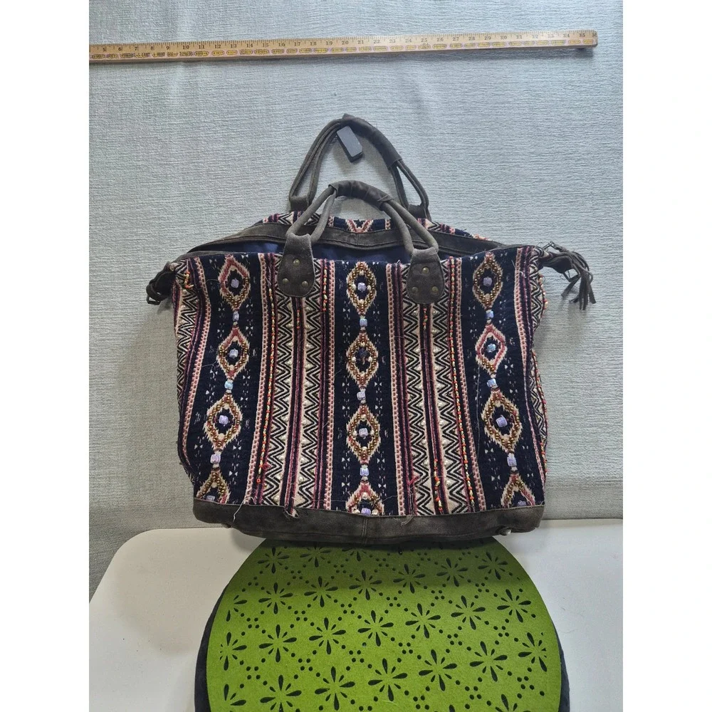 LoveStitch Bohemian Tote Bag Womens Multicolor Aztec Lined Shoulder Strap